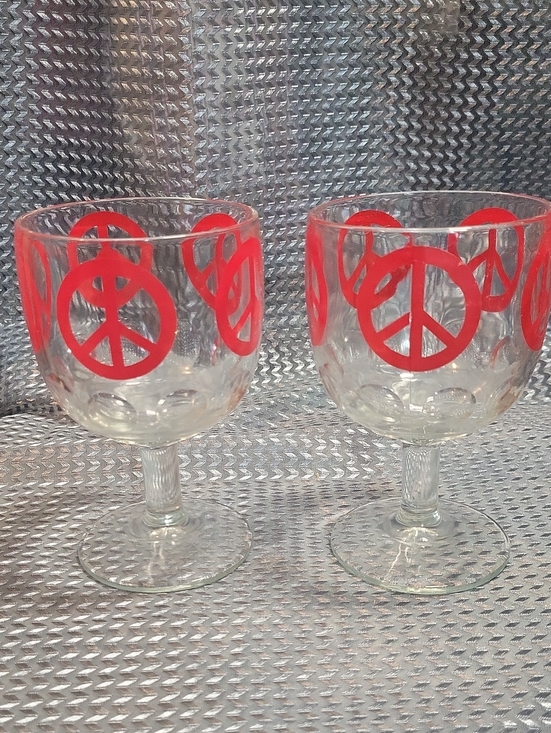Other - Vintage Goblet with Red Peace Sign- Price Is For One